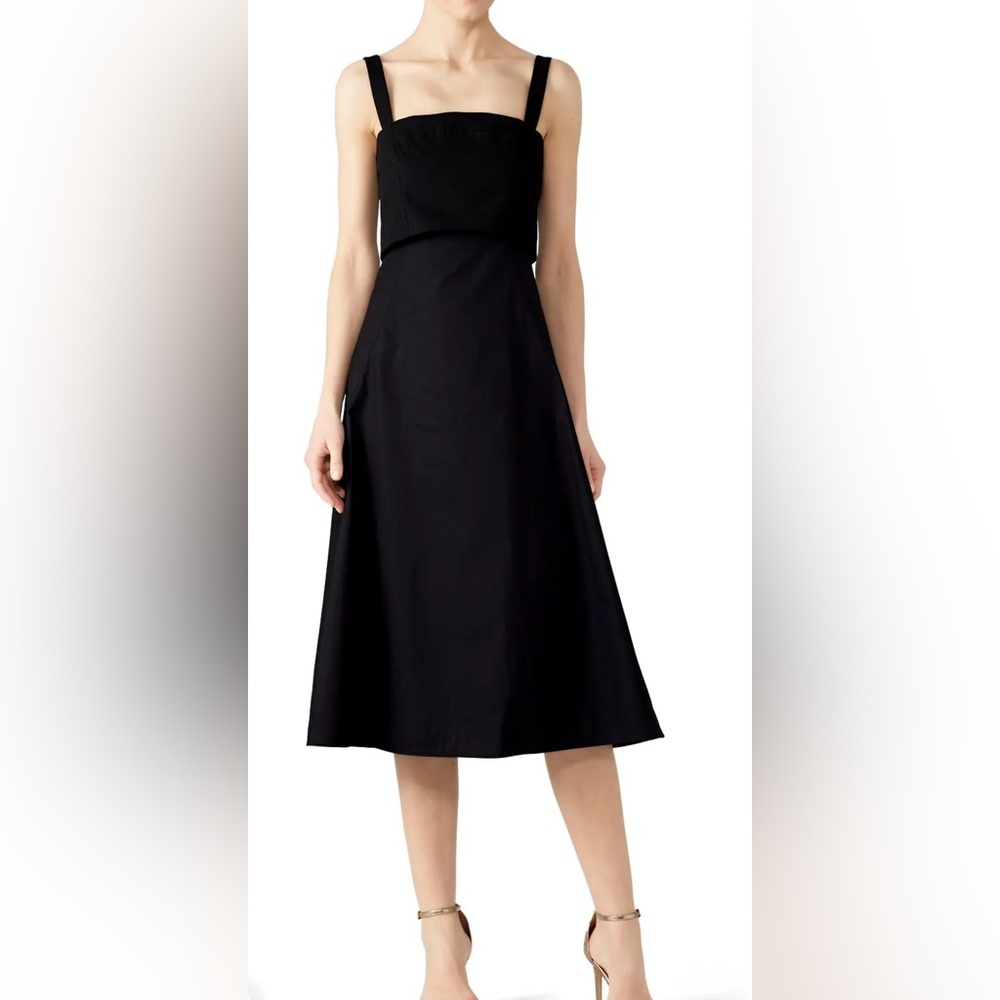 Proenza Schouler $1098 Midi‎ Tank Buckle Black Gold Dress